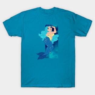 Mermaid Splash in Aqua and Yellow T-Shirt